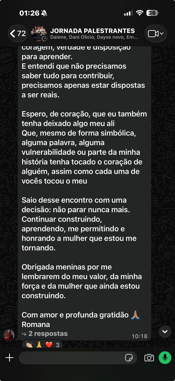 Depoimento do grupo Jornada Palestrantes (parte 3)